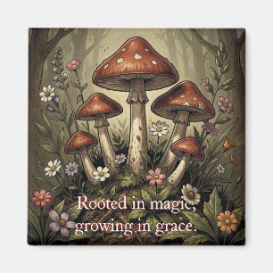 Oude champignon rode hoeden en wilde bloemen kunst magneet