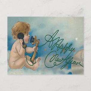 Oude Cherub-telefoongesprek Gelukkig Nieuwjaar Briefkaart