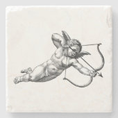 Oude Cherubijnse Engel Cupido Liefde Stenen Onderzetter (Voorkant)
