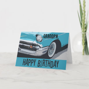 Oude Chevy verjaardag in het blauw voor elke opa. Kaart