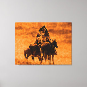 Oude Cheyenne krijgers omwikkeld canvas print