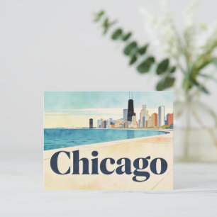 Oude Chicago Reisansichtkaart Briefkaart