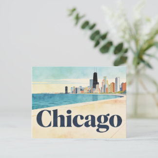Oude Chicago Reisansichtkaart Briefkaart