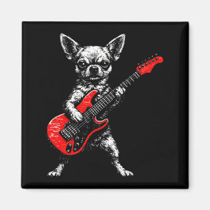 Oude chihuahua rock grappige hond speelt gitaar do magneet