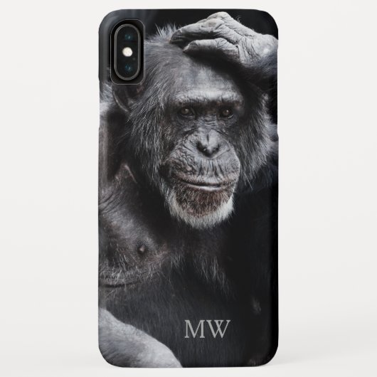 Oude Chimpansee aangepaste monogram telefoongevall Case-Mate iPhone Case (Achterkant)