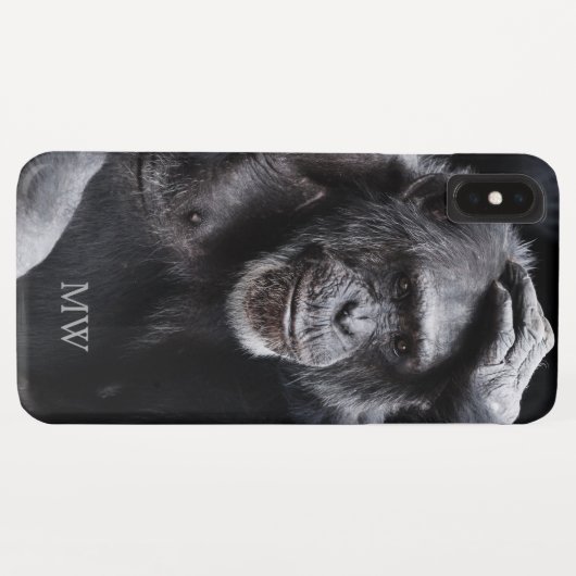 Oude Chimpansee aangepaste monogram telefoongevall Case-Mate iPhone Case (Achterkant (horizontaal))