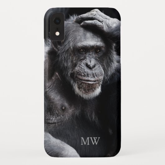 Oude Chimpansee aangepaste monogram telefoongevall Case-Mate iPhone Case (Achterkant)
