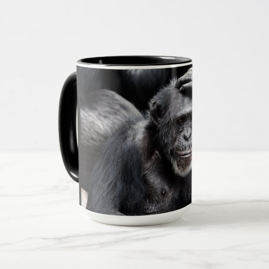 Oude Chimpanzee aangepaste naam mokken (Voorkant links)