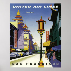Oude Chinatown-straatbeeld, San Francisco Poster