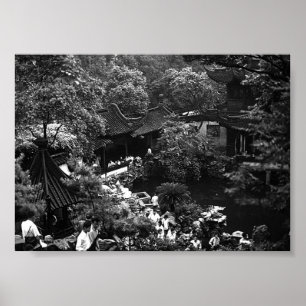 Oude Chinees Shanghai Yuyuan tuin toeristen Poster