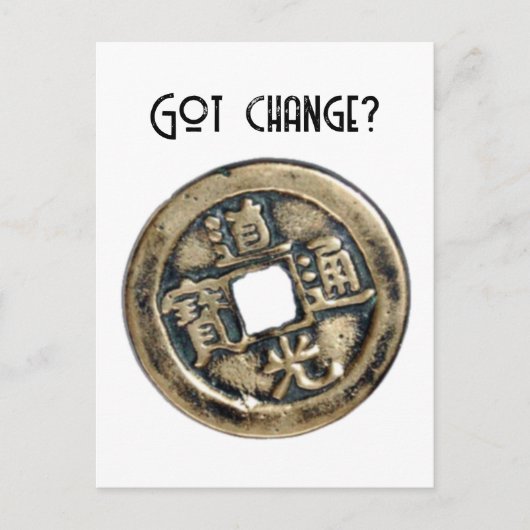 Oude Chinese Banliang munt, "Got Change" ontwerp Briefkaart (Voorkant)
