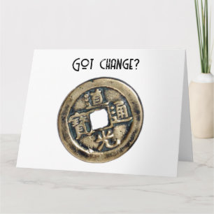 Oude Chinese Banliang munt, "Got Change" ontwerp Kaart