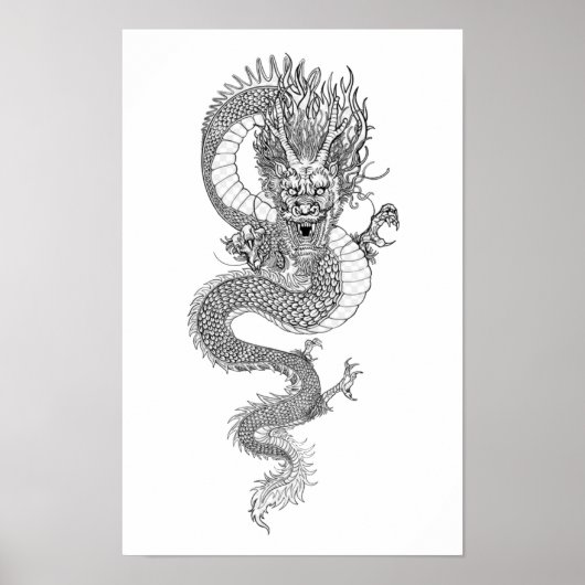 Oude Chinese draak Poster (Voorkant)
