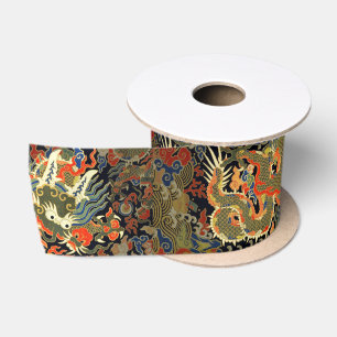 Oude Chinese Draak Textielprint Aziatische Kunst Lint