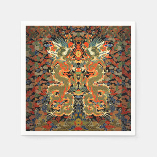Oude Chinese Draak Textielprint Aziatische Kunst Servet