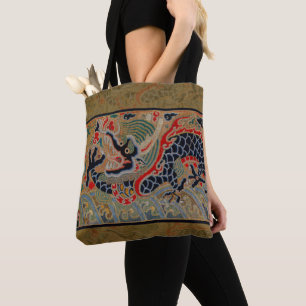Oude Chinese Draak Zijde Borduurwerk Patroon Draagtas