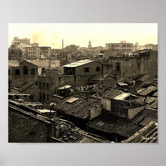 Oude Chinese Kanton stad Poster (Voorkant)