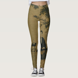 Oude Chinese kunst van de muzikant in oude kleuren Leggings