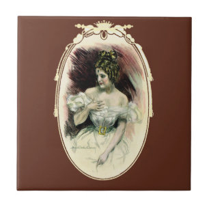 Oude Christy Girl, Antieke Bruidsportret Tegeltje