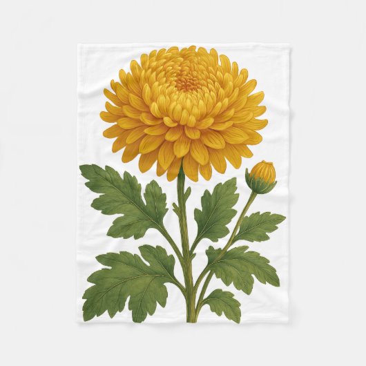 Oude Chrysanthemum Fleece Deken (Voorkant)