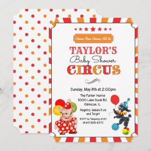 Oude circus baby shower uitnodiging