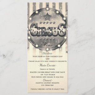 Oude Circus Gestreepte Strepen Aangepast Feestmenu Menu