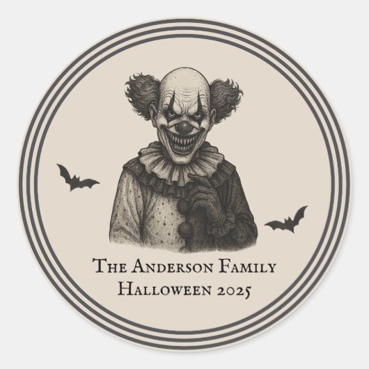 Oude Circus | Thema: Griezelige Kermis Halloween Ronde Sticker (Voorkant)