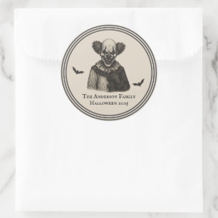 Oude Circus   Thema Griezelige Kermis Halloween Ronde Sticker