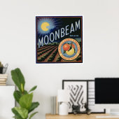  oude citrusmoonbeukenetiketten met fruitkratten poster (Thuiskantoor)