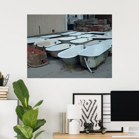 Oude Claw Foot Bath Tubs Poster (Thuiskantoor)