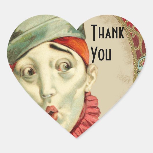 Oude Clown Bedankt Hart Sticker (Voorkant)