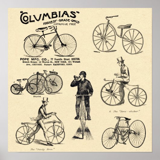 Oude Columbia-fietsadvertentie Poster (Voorkant)