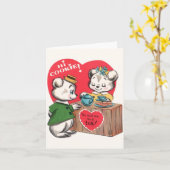 Oude Cookie- en Thee-Valentijnskaart Kaart (Gele Bloem)