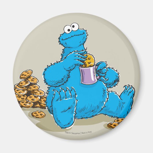 Oude Cookie Monster eet koekjes Magneet (Voorkant)