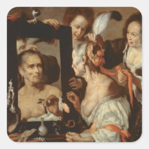 Oude coquette vierkante sticker