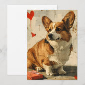 Oude Corgi Valentijnsdag Feestdagenkaart (Voorkant / Achterkant)