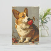Oude Corgi Valentijnsdag Feestdagenkaart (Staand voorkant)