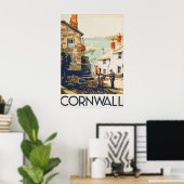 Oude Cornwall Reisposter Print, Kuststreek Poster (Thuiskantoor)