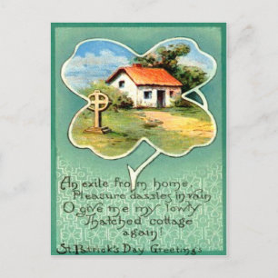 Oude Cottage Ierse Kruis St. Patrick's Dag Kaart