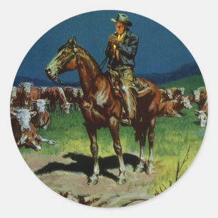 Oude Cowboy, Veeboer op de Boerderij Ronde Sticker