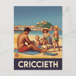 Oude Criccieth-reisposter Familie Strand Briefkaart