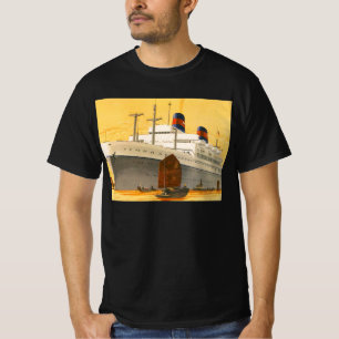Oude cruiseschip naar het Oosten met jonkboten T-shirt