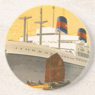 Oude cruiseschip naar het Oosten met jonkboten Zandsteen Onderzetter
