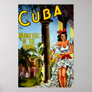 Oude Cubaanse Reisposter - Vakantie Eiland Tropen Poster