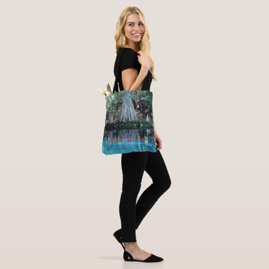Oude Cypress Tree Reflectie Spring Canvas tas (Op model)