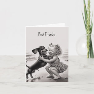 Oude Dachshund Beste Vriend Kaart