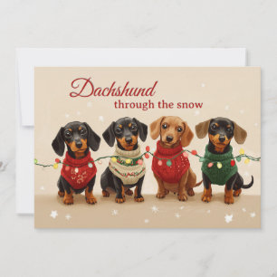Oude Dachshund Honden Prettig Kerstfeest Feestdagenkaart