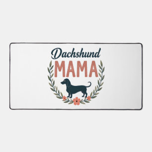 Oude Dachshund Mama Bloemige Hond Liefhebber Vecto Bureaumat