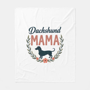 Oude Dachshund Mama Bloemige Hond Liefhebber Vecto Fleece Deken