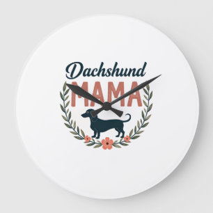 Oude Dachshund Mama Bloemige Hond Liefhebber Vecto Grote Klok